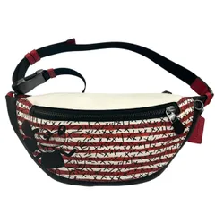 極美品 コーチ ミッキーマウス ボディバッグ ウエストポーチ レッド マルチカラー C6870 レディース メンズ ♯0206010127