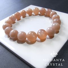 [beads587]オレンジムーンストーン10mm ブレスレット 19粒（天然石/ビーズ）