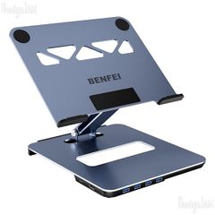 [DJ24000059] ノートPCスタンド USB-C 6-in-1 ドッキングステーション HDMI 4K@60Hz 4 USB 3.0ポート 100W PD対応 (未開封)