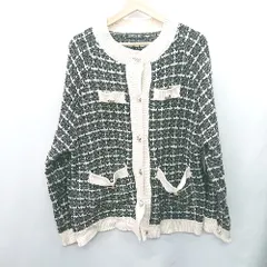 ◇ ⊇ DAY CLOSET ツイード柄 ラメ入り 長袖 ニットカーディガン サイズ表記なし ブラック ベージュ レディース E  【1409100030075】