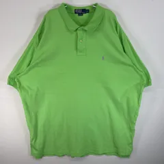 古着 90's/90年代 ポロバイラルフローレン Polo by Ralph Lauren 半袖 ポロシャツ ロゴ 刺繍 大きいサイズ 2ボタン XXL  グリーン系 無地 メンズ