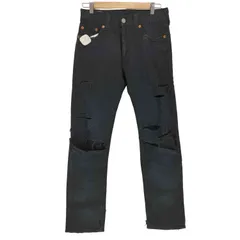 リーバイス Levis 505 製品染 ダメージ加工ブラックデニムパンツ メンズ  W30L32