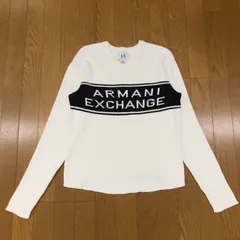 A/X ARMANI EXCHANGE アルマーニ ロゴデザイン Ｖネック ニット セーター M 白系 オフホワイト コットン アメカジ 古着 ストリート レディース y2k archive
