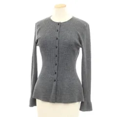 【中古】ランバンコレクション LANVIN COLLECTION リブ編み ストレッチ ウールナイロン ペプラム カーディガン グレー【サイズ40】【レディース】のサムネイル