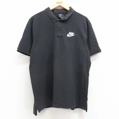 XL/古着 ナイキ NIKE 半袖 ブランド ポロ シャツ メンズ ワンポイントロゴ 鹿の子 コットン 黒 ブラック 25jul15 中古 トップス