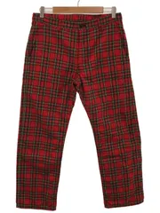 COMME des GARCONS HOMME DEUX コムデギャルソンオムドゥ 14AW 製品加工タータンチェックスラックスパンツ レッド M DN-P058のサムネイル