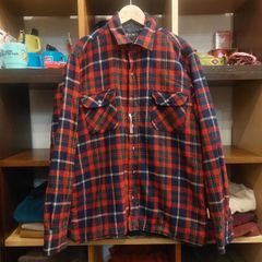 80年代 ARROW SPORTS WEAR タータンチェック ウール×ナイロン M 赤 チェック シャツ 裏地キルティング 80s 06C2401