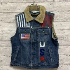 TOMM HILFIGER jeans デザインデニムファー付ベスト目立ちMAX