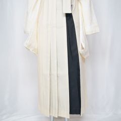 ［mimimiri］バイカラー無地袴 (クリーム×黒）卒業式袴　単品