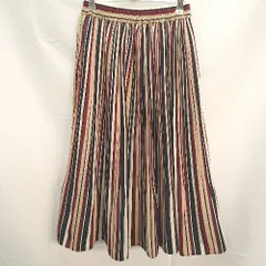 ◇ Emsexcite　エムズエキサイト ストライプ　ウエストゴム　ロング丈 フレア スカート サイズM ブラウン レディース E  【1303090014445】
