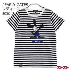 PEARLY GATES パーリーゲイツ ×Disney オズワルド 半袖Tシャツ ボーダー柄 ホワイト系 0 [240101088259]#