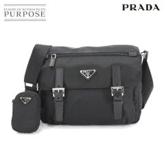 未使用 展示品 プラダ PRADA ショルダー バッグ ナイロン サフィアーノレザー ネロ シルバー 金具 1BD953 Shoulder Bag 90289150