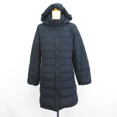 コムサイズム COMME CA ISM ダウンコート アウター 長袖 フード ひざ丈 ジップアップ 9 ネイビー ※EKM