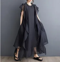 新品 2026新作 【限定品】モード系　個性的なデザイン　大きいサイズ レディース ワンピース　シアー　春夏 秋 新品 半袖　シースルー　ステージ衣装