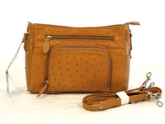 [KO]オーストリッチ　OSTRICH　ショルダーバッグ　3WAYバッグ　No.3136　キャメル　ダチョウ　合成皮革　ベロア　班模様