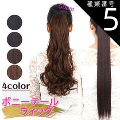 種類5:[5]ストレート60/ナチュラル ポニーテール ストレート 部分ウィッグ エクステ ウェーブ ウィッグ 自然 人気 つけ毛 直毛 50cm 60cm襟足 インスタ映え ウイッグ ロング ブラック ブラウン リボン ハロウィン コスプレ 和装 ダンス 原