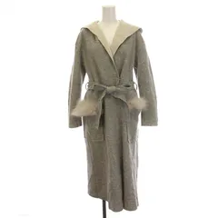 ランバンオンブルー LANVIN en Bleu ロングコート コーディガン フォックスファー フード付き アウター 38 M グレー 3796115 /YM