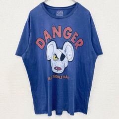 古着 used　DANGER MOUSE　デンジャーマウス　半袖キャラクタープリントTシャツ　ネズミ　ネイビー　2XLサイズ