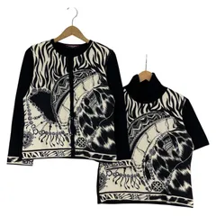 LEONARD レオナール 肩パット付き ラインストーン ニットアンサンブル size全てLL/ブラック×オフホワイト