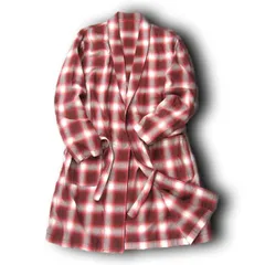 【新品】 BEAMS ／ ビームス　オンブレチェック コットン ガウン シャツ生地 ガウンコート 羽織り アウター コート チェック 赤 レッド ｜ オールシーズンのサムネイル