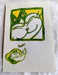 ねこ猫ハンドメイド♡ごんみるてんくり「ごんさんのお昼寝」ポストカード２枚セット②