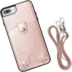 MocliL iPhone 8 Plus / 7 Plusスマホショルダー ストラップ ケース 斜めがけ 首掛け 肩掛け カード収納 レディース メンズ 日本国内検品＆梱包( ピンク,  iPhone 8 Plus / 7 Plus)のサムネイル