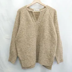 ◇ ⊇ AMERICAN HOLIC アメリカン ホリック サイドスリット入り 長袖 ニット サイズM ブラウン ベージュ系 レディース E  【1502180006425】