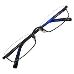 [k－eines] 軽い 掛けやすい 老眼鏡 スクエア アンダーリム タイプ 幅広対応 シニアグラス 軽量 非球面 ブルーライトカット レンズ 12003s (ブラック +3.75)