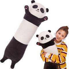 パンダ 抱き枕 クッション ぬいぐるみ ロング ふわふわ もこもこ もちもち 大きい 特大 添い寝枕(白、黒, 70cm)