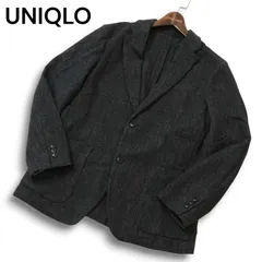 UNIQLO ユニクロ 秋冬★ ウール ツイード ヘリンボーン テーラード ジャケット Sz.M メンズ 灰 グレー