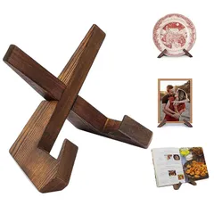 SHULLIN 木製皿立て ブックスタンド 額立て 木製 ディスプレイスタンド プレートスタンド 本立て タブレットスタンド レシピスタンド 木製 ブックホルダー 写真立て 木製 レシピスタンド 卓上 本立て 写真 ブックスタンド 読書用 勉強用 スタンド 卓