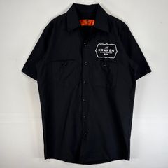 古着 レッドキャップ RED KAP 半袖シャツ ワーク 胸ポケ クラーケン S  ブラック 両面プリント メンズ