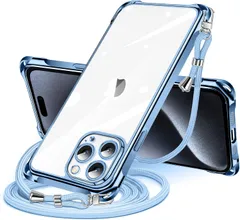 【人気商品】15 Pro 用 ケース クリア ショルダー iPhone15pro 用 スマホケース アイフォン15Pro カバー 肩掛け 斜めかけ 縄掛けケース 透明 薄型 iPhone 軽量 TPU 携帯ケース 紐付き 斜めがけ 織りストラップ付き ネックス