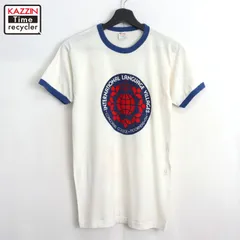 80s USA製 vintage Champion プリント リンガーＴシャツ メンズ 表記Mサイズ