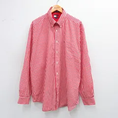 XL/古着 トミーヒルフィガー 長袖 ブランド シャツ メンズ 90s ワンポイントロゴ 大きいサイズ ロング丈 コットン ボタンダウン 赤他 レッ