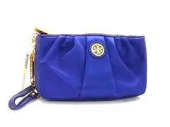 ■新品同様■ TORY BURCH トリーバーチ サテン×レザー ポーチ マルチケース 小物入れ レディース パープル系 BN4769