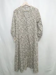 ◇ ⊂ ITEMS URBAN RESEARCH 総柄 長袖 ロング丈 ワンピース サイズFree ベージュ ブラック レディース E  【1503050024518】