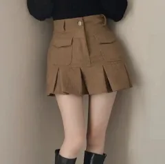 コーデュロイ ハーフ プリーツ ミニスカート