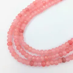 チェリークォーツ ボタンカット 4mm 約130粒 1連 長さ約38.5cm ピンク 天然石 ビーズ パワーストーン アクセサリーパーツ ハンドメイド素材 ビーズクラブ