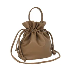 ブラウン [ジゼル] ショルダーバッグ レディース 巾着 バッグ 2way ミニバッグ 斜めがけ 肩掛け 手提げ 巾着バッグ (Brown/ブラウン)