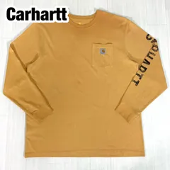 Carhartt カーハート ロングスリーブシャツ ロンT XL マスタードイエロー からし色 胸ポケット プリント スリーブロゴ 着丈81cm 肩幅55cm 身幅(脇下)64.5cm 袖丈68cm【古着】