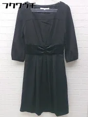 ◇　NATURAL　BEAUTY　サイドジップ　スクエアネック　長袖　膝丈　ワンピース　サイズ36　ブラック　レディース 【中古】 【1002801321499】
