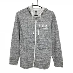 【超美品】アンダーアーマー ジップパーカー 杢グレー ロゴプリント  メンズ MD/M/M ゴルフウェア UNDER ARMOUR