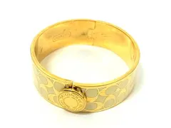 COACH コーチ シグネチャー ブレスレット バングル アクセサリー レディース ゴールド系×アイボリー系 DK6202