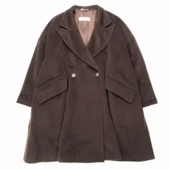 Maxmara マックスマーラ 白タグ ウール カシミヤ混 ダブルブレスト ロングコート ピークドラペル ダークブラウン サイズ42 