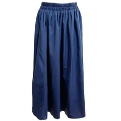 FOVL レディース スカート ロング  ロングスカート ウエストゴム ギャザースカート フレアスカート 撥水 ネイビー 紺 無地 M