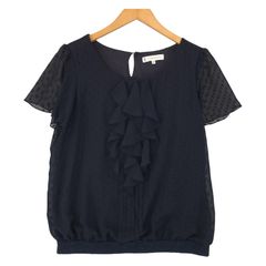 KUMIKYOKU  組曲  ドットシフォンブラウス size3/ネイビー