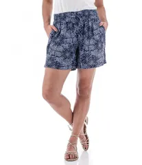 【送料無料】 アベンチュラ レディース ハーフパンツ・ショーツ ボトムス Clothing Women's Sorrento Printed Crepe Woven Drawstring Elastic Waist Pull-On Shorts Dark Bl