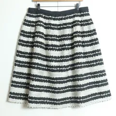 レリアン★凝った印象！ 個性的なボーダーデザインの膝丈スカート 大きいサイズ17+ 黒×白系 z15861