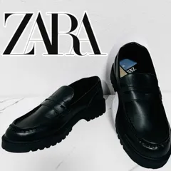 希少【ZARA】 トラックソールローファー 黒 ブラック ローファー　革靴　36 希少【ZARA】 トラックソールローファー 黒 ブラック ローファー